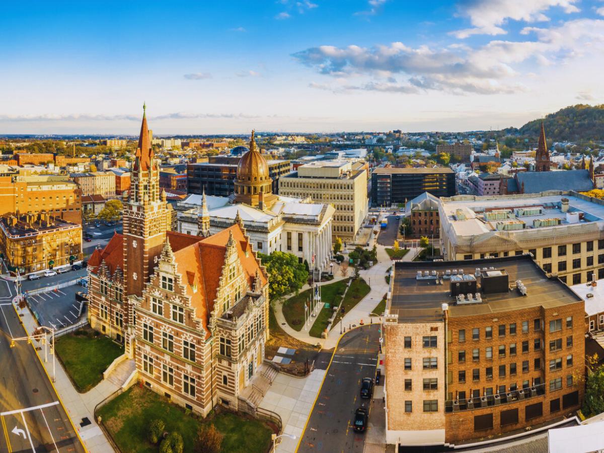 Aerial cityscape of Paterson, Paterson, NJ